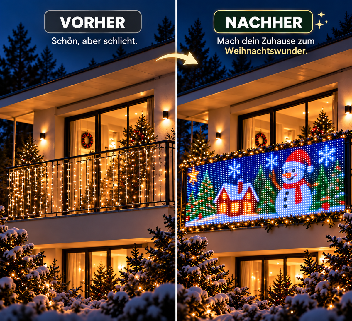Venify® Lumina – LED-Weihnachtsvorhang für Balkone