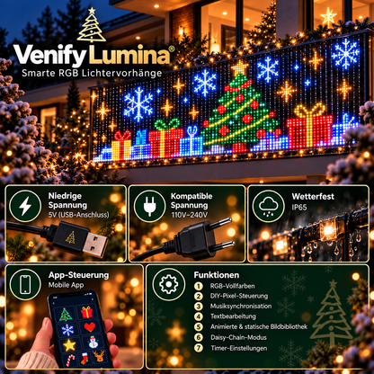 Venify® Lumina – LED-Weihnachtsvorhang für Balkone